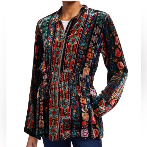 Johnny Was Black Velvet Floral Anorak Jacket Small - Picture 7 of 16